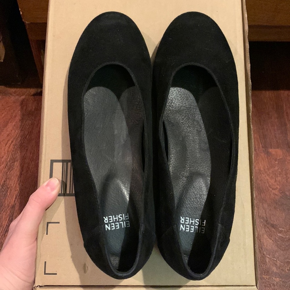 Eileen Fisher Black Ballet Wedge Flats, Size 8.5